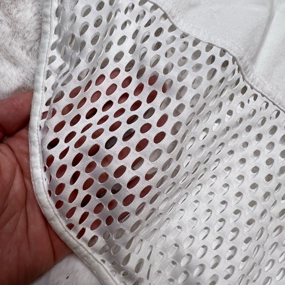 White adidas work out active shirt with mesh on the top and bottom. - Picture 3 of 8